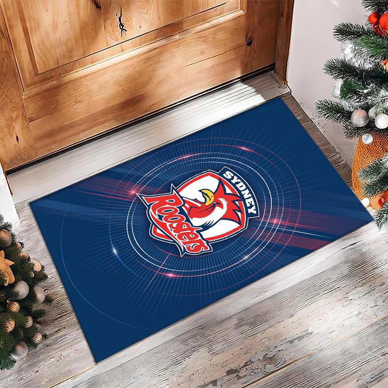 Sydney Roosters Crystal Velvet Carpet Soft Anti?Slip Floor Mat Comfortable Home Living Room Bedroom Decor Rug