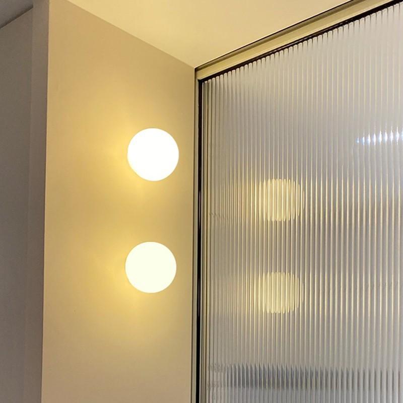 Nordic LED Glass Wall Light Milk White Color Ball Ceiling Light Minimalist Bathroom Corridor Balcony Bedroom Entrance Lighting