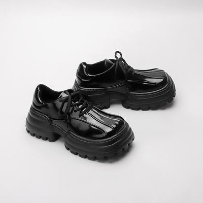 Small Loafers for Women In Autumn and Winter, New Thick-soled Leather Shoes for Women, Square-toed Shoes, Retro Strappy Platform Shoes