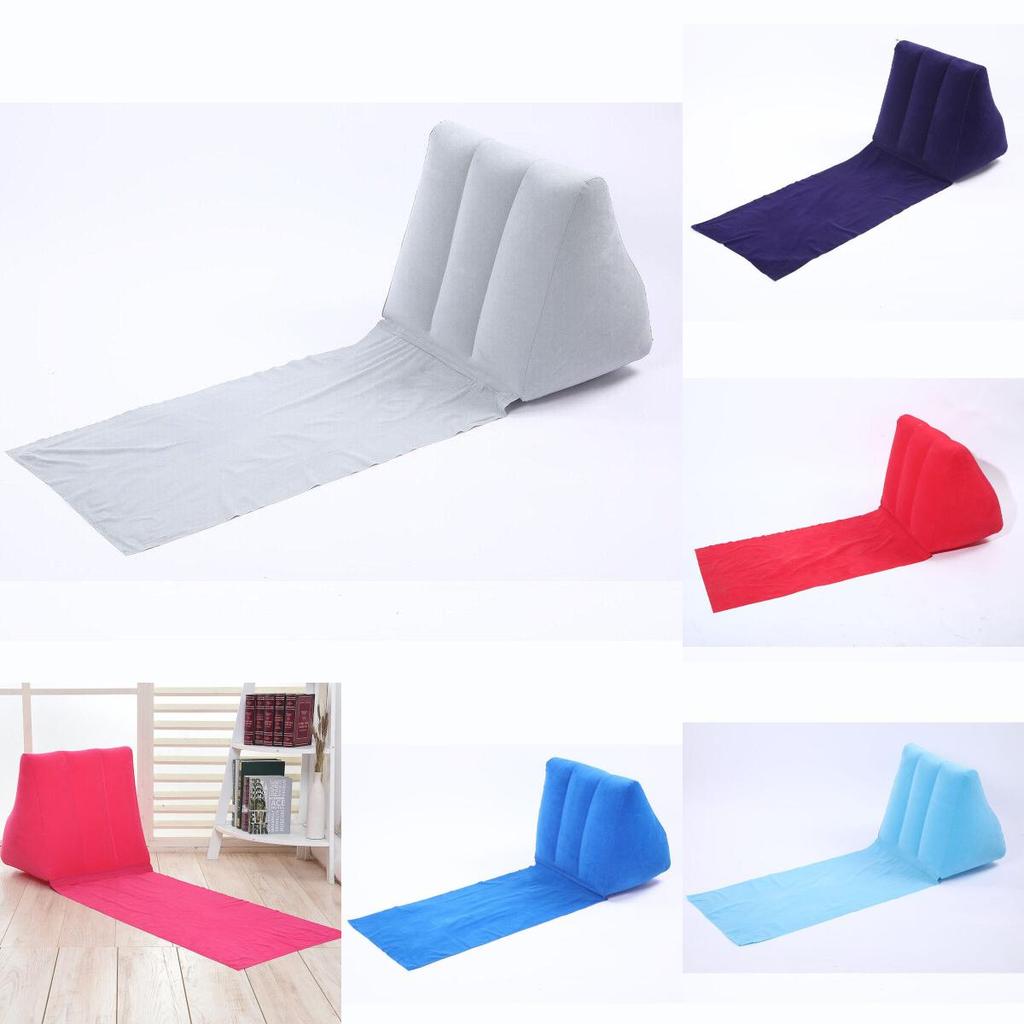 Large Pvc Velvet Inflatable Triangle Cushion For Beach/camping Gray/blue/pink