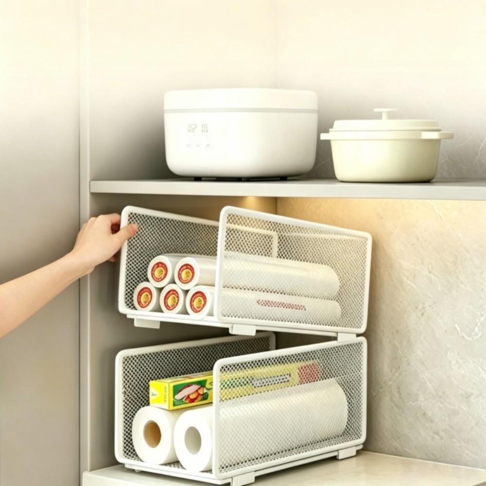 1pcs Mesh Construction Cabinet Storage Basket Mesh Shelving Unit Rack  For Household Use
