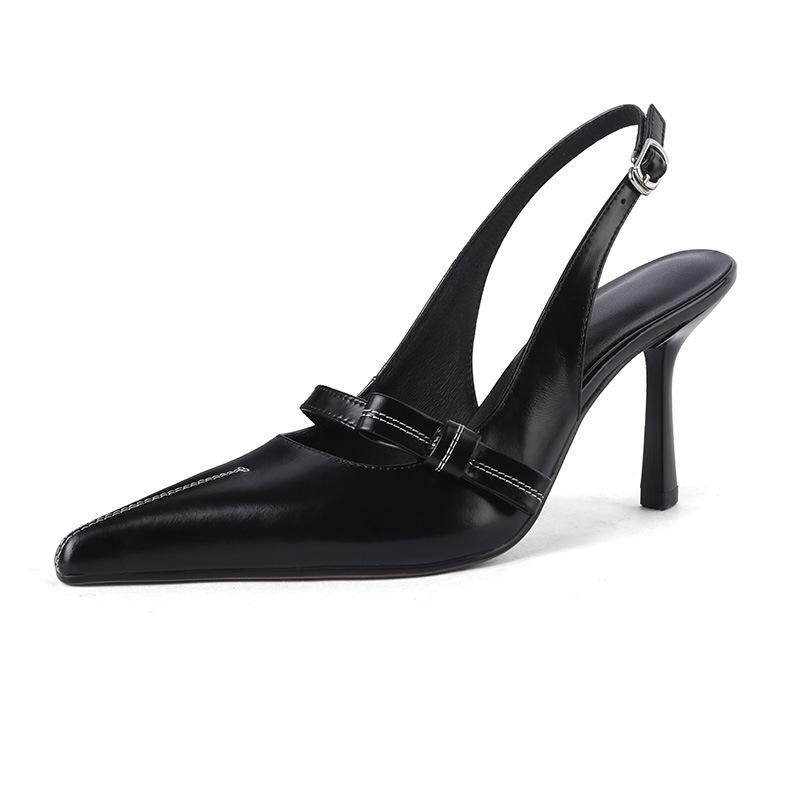 Baotou sandals women's summer 2025 new fashion high heels French retro one-word with stiletto pointed single shoes