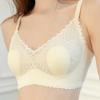 White Floral Lace Comfort Wireless Bra with Adjustable Straps