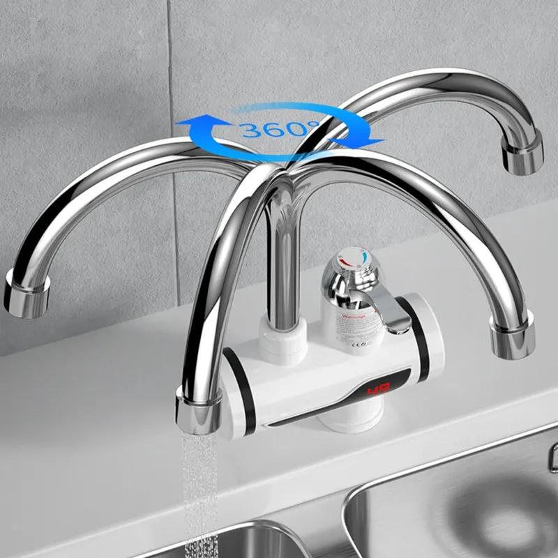 Elektrický ohřívač horké vody Baterie 3000W Horká Studená Směšovací Baterie 360 Stupňů Rotace Rychloohřevná Baterie Digitální Kuchyňské Koupelnové Potřeby