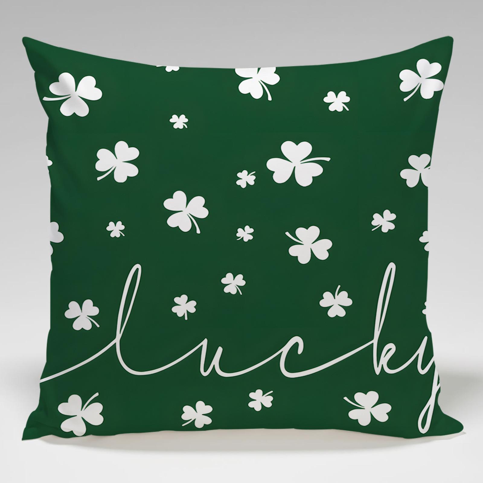 

Северный Ст. День Святого Патрика Подушка с четырехлистным клевером Наволочка Напечатанное украшение Гостиная Офис Дом Наволочка 40x40cm