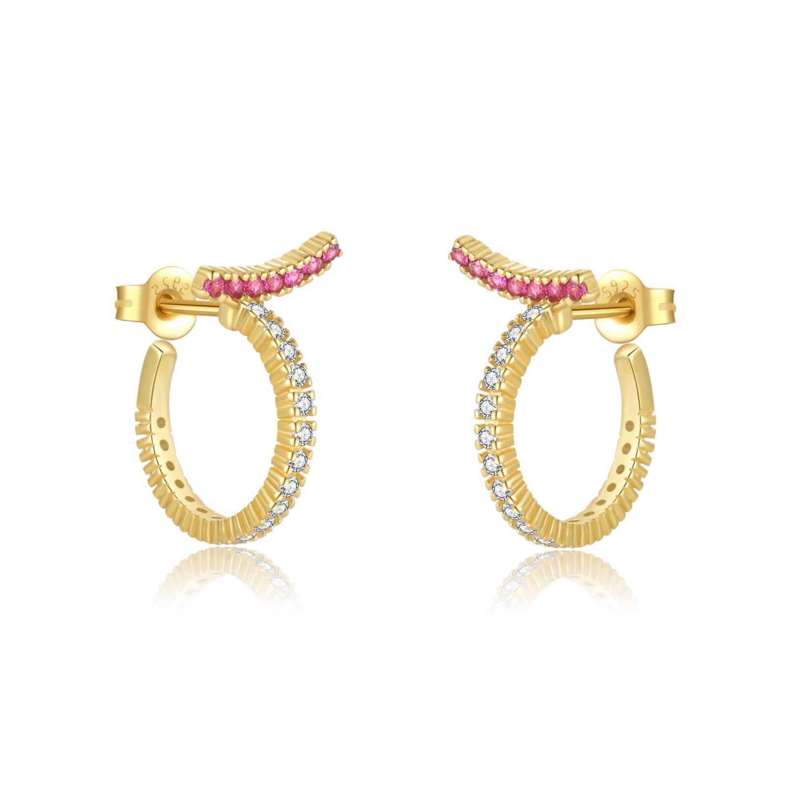 

ANDYWEN 100% стерлинговое серебро 925 пробы золото в стиле рок-панк Huggies серьги-кольца розовый циркон кристалл ювелирные изделия M