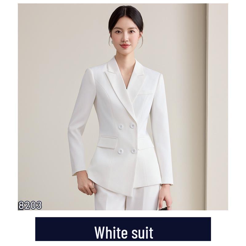 Damen High-End Weißes Anzugset für Herbst/Winter - Elegante Business-Formelle Kleidung
