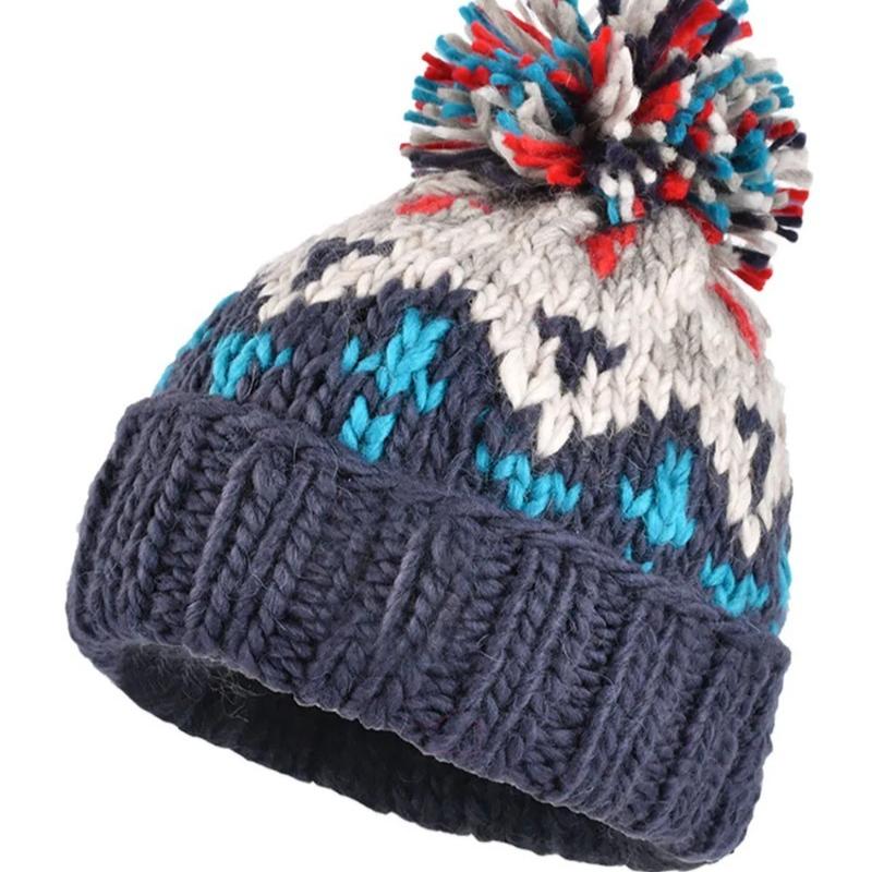 Fashion Cute Print Embroidery Beanies Hats for Women Men Winter Warm Pompom Baggy Knit Hat Bonnet Caps