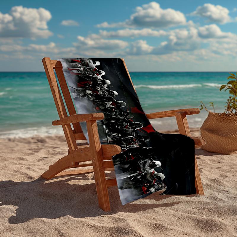 Ultra-Soft Beach Towel with Assassin's Creed Theme,Ideal for Pool - Camping, Diving - Perfect Travel Essential, Vibrant Beach Towel.