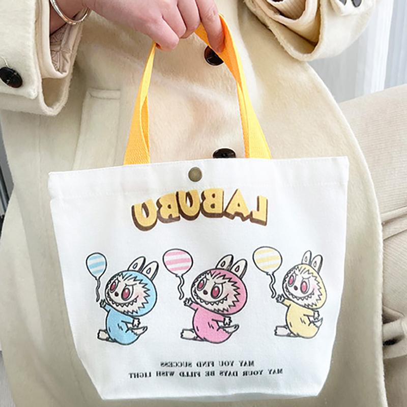 תיק קנבס לאבובו כותנה חמוד מצויר מצחיק תיק טוטה קניות פאוץ' סטודנט נוסע רב-תכליתי פשוט תיקי נשים מתנה