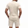 Men's New Casual Color Zipper Collar Shirt Short-sleeve Set