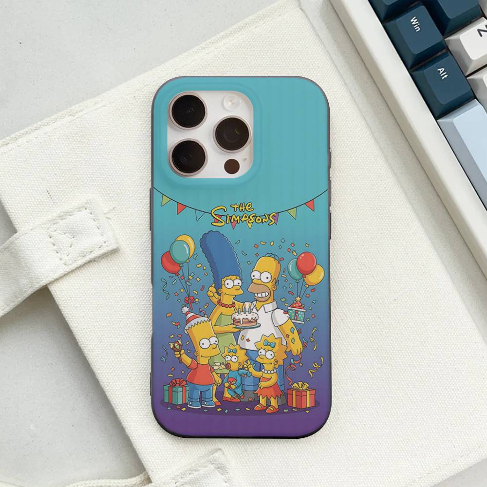 Funny Cartoon S-Simpsons For IPhone 16 15 14 13 12 11 17 Pro Max Plus Wave Corrugated Phone Case Anti Drop Cover