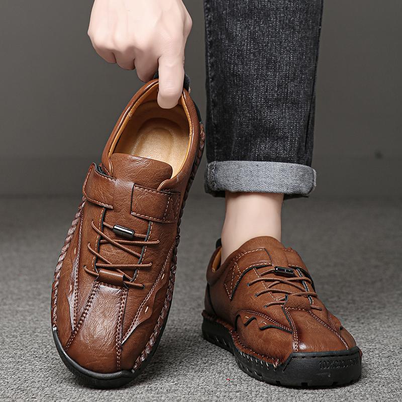 Men's Retro Casual Shoes Large Size Genuine Leather Handmade Casual Shoes Light Shoes