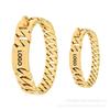 Engraved Titanium Steel Dog Collar & Leash Set with Gold Curved Plate - 32mm Stainless Steel for Large Dogs