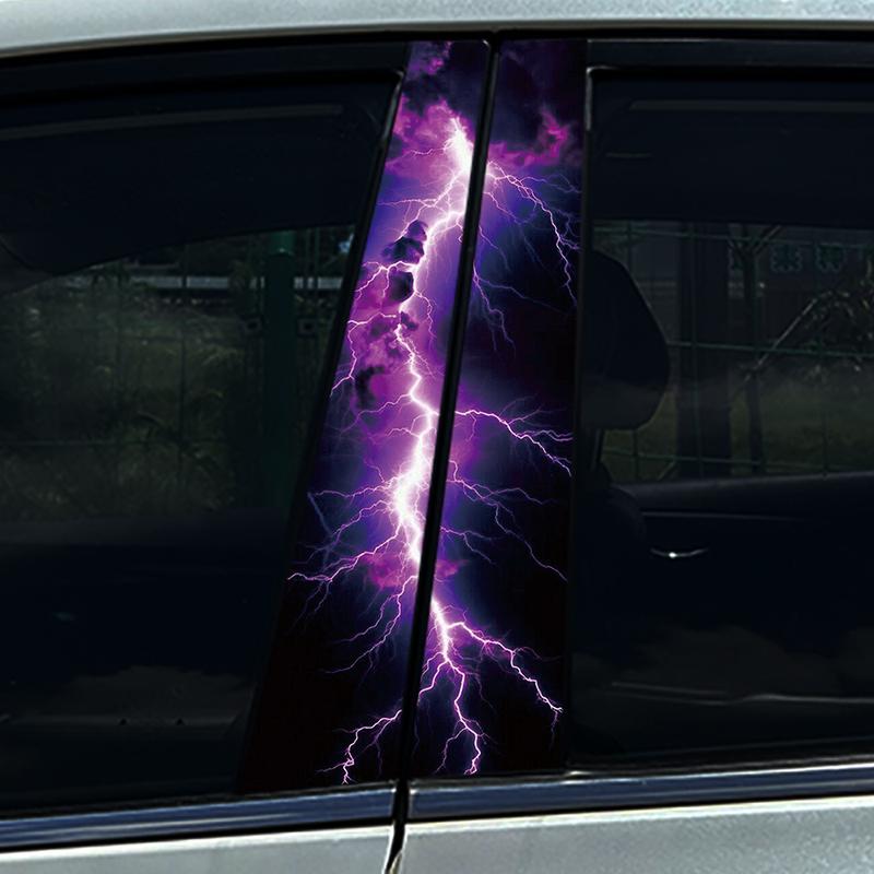 1PC/2PCS Cool Lightning Car Stickers DIY Car B-pillar Cover Scratches Waterproof Durable Decoration Auto PET Decals
