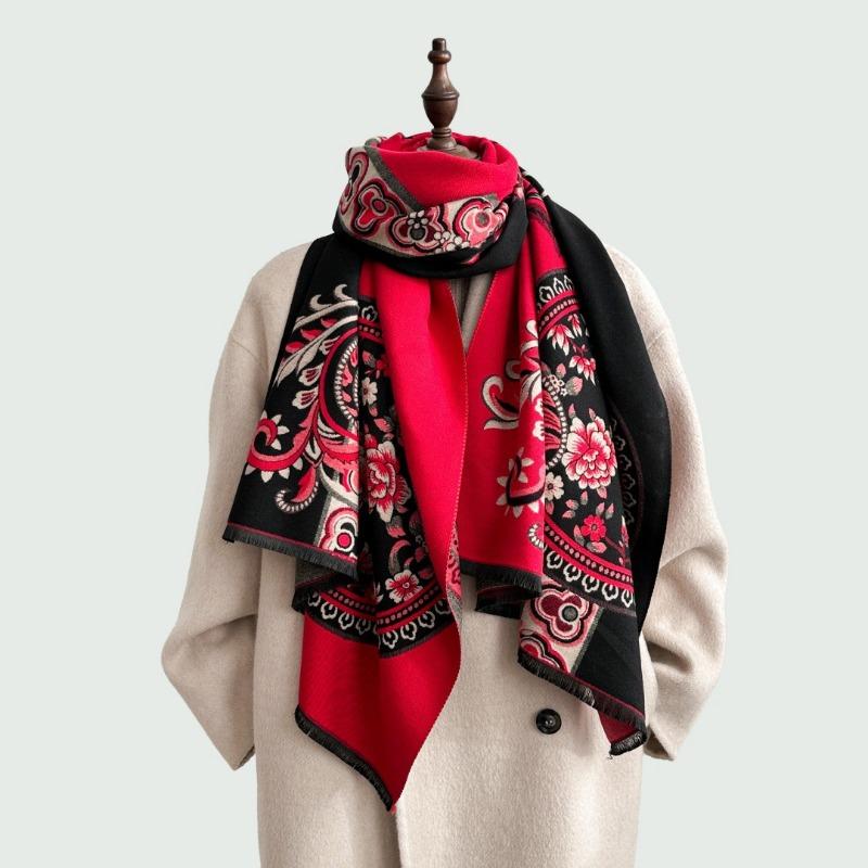 New high-end imitation cashmere circumference jacquard women's winter double-sided warm scarf versatile wool shawl high-end