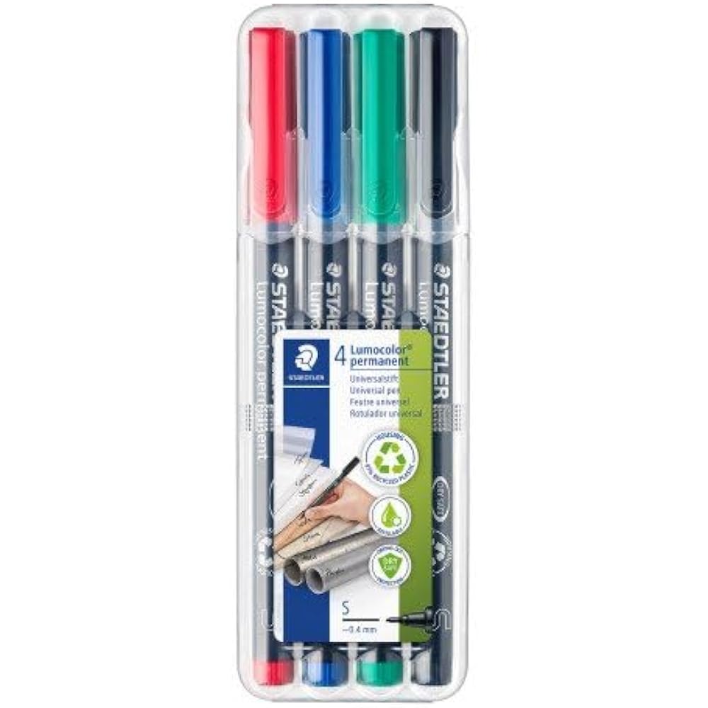 STAEDTLER (STAEDTLER) Oil-based Pen Lumo Color Ultra Fine Writing S 4 Color Set (Red, Blue, Green...