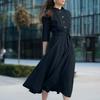ZANZEA Women Round Neck Casual 3/4 Sleeve Loose Long Dress