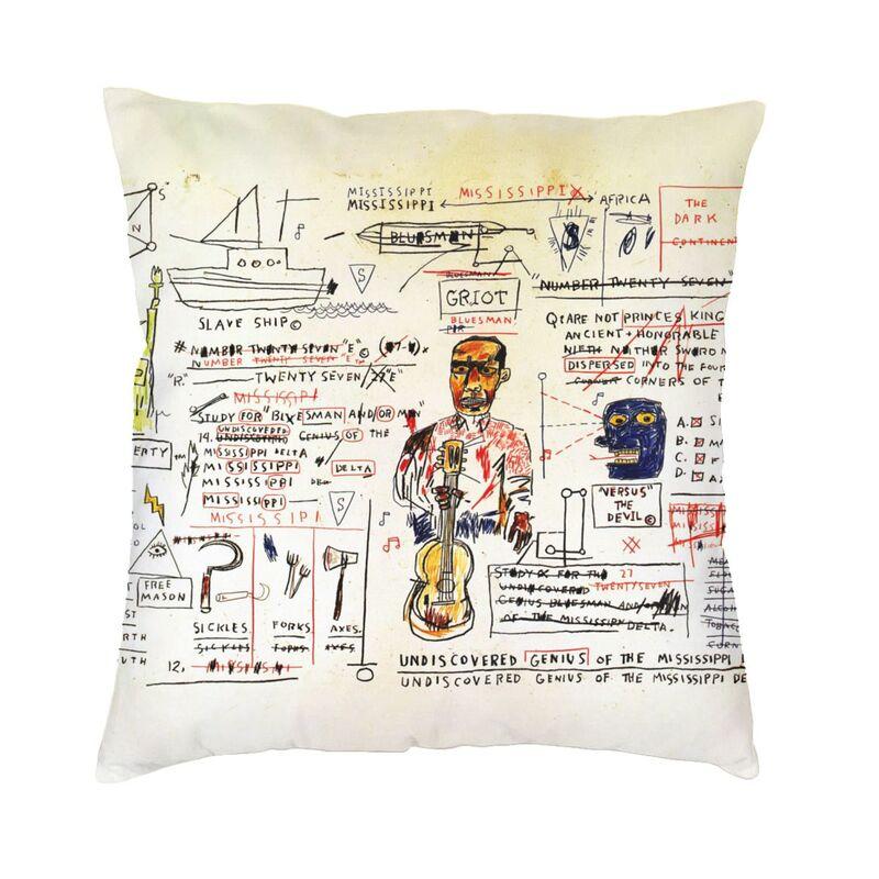 Basquiats New York Street Graffiti Cushion Cover 60x60cm Polyester Throw Pillow Case for Sofa Square Pillowcase Home Decorative