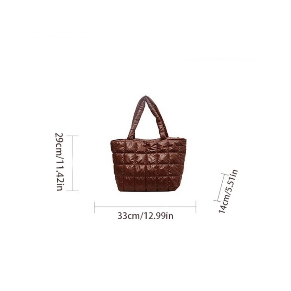 Checkered Down Cotton Shoulder Bag Korean Style Puffy Bag Cotton-padded Tote Bag  Office Worker
