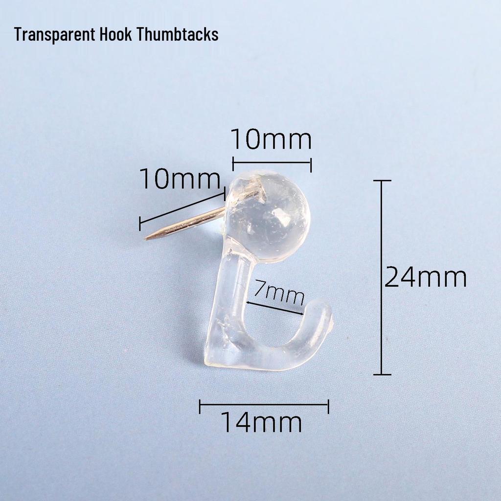 Creative Transparent Hook Thumbtacks for DIY Cork Board and Photo Wall Decorations