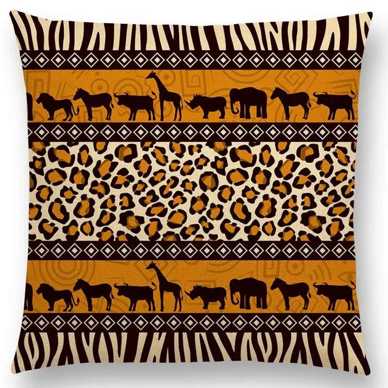 Newest African Animal Symbol Block Pillow Case Boho Geometric Floral Pattern Paisley Mandela Flowers Cushion Cover