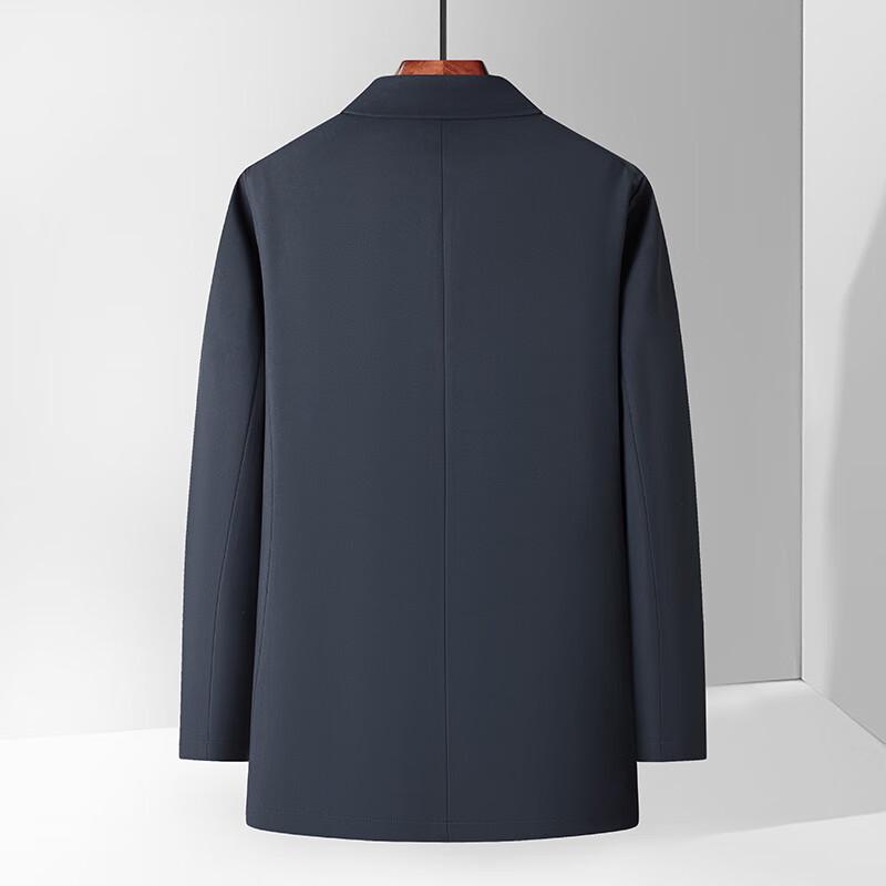 Fengxun Men's Silk Blend Suit Collar Trench Coat