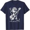 HOT SALE Rock Otter Plays Guitar T-shirt Squirrel Plays Guitar Street Wear Rock Cat Music Graphics Say Tee Novelty Soft T-shirt