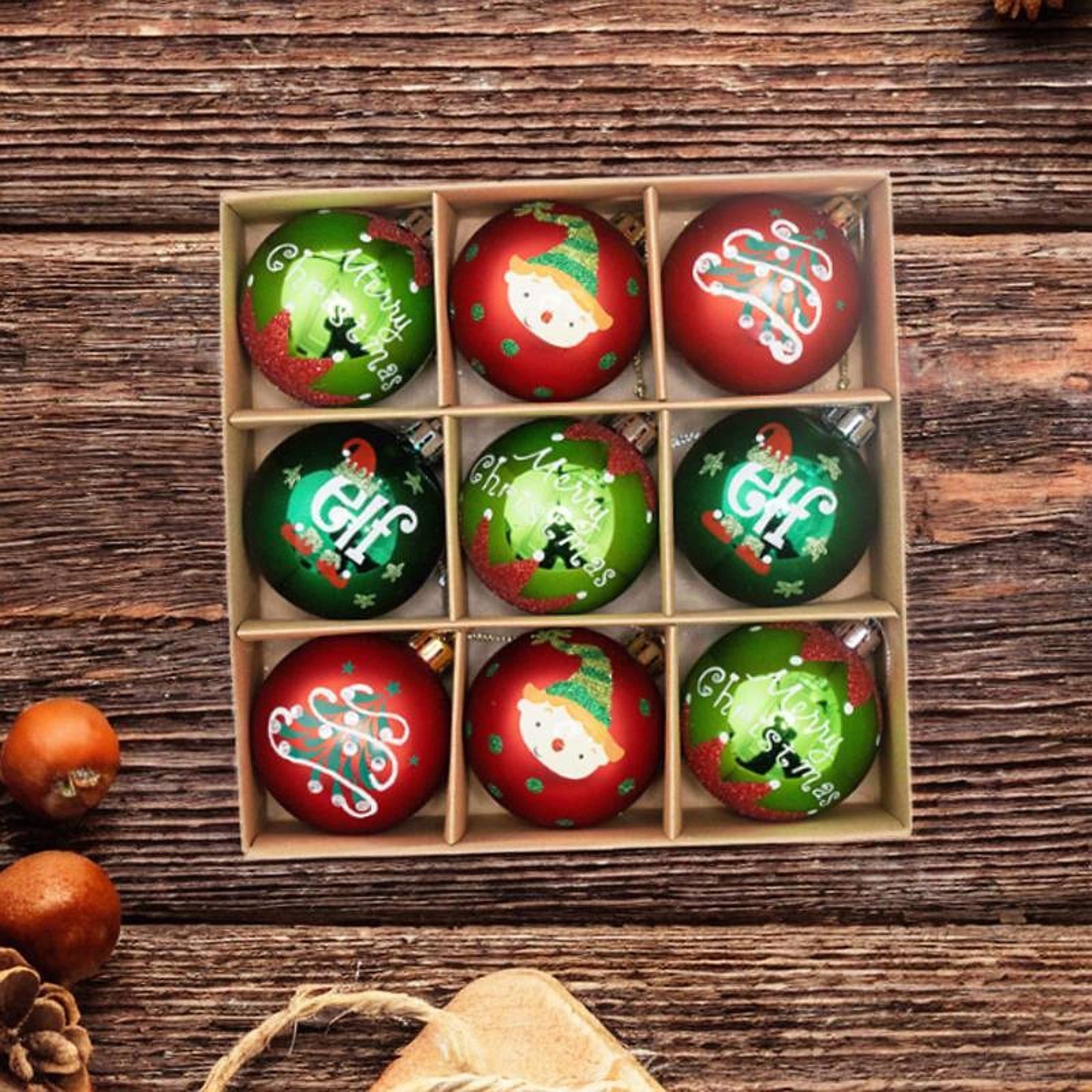 9 штук 2,3-дюймовые елочные шары, рождественские подвесные украшения, декоративные для стола Style F