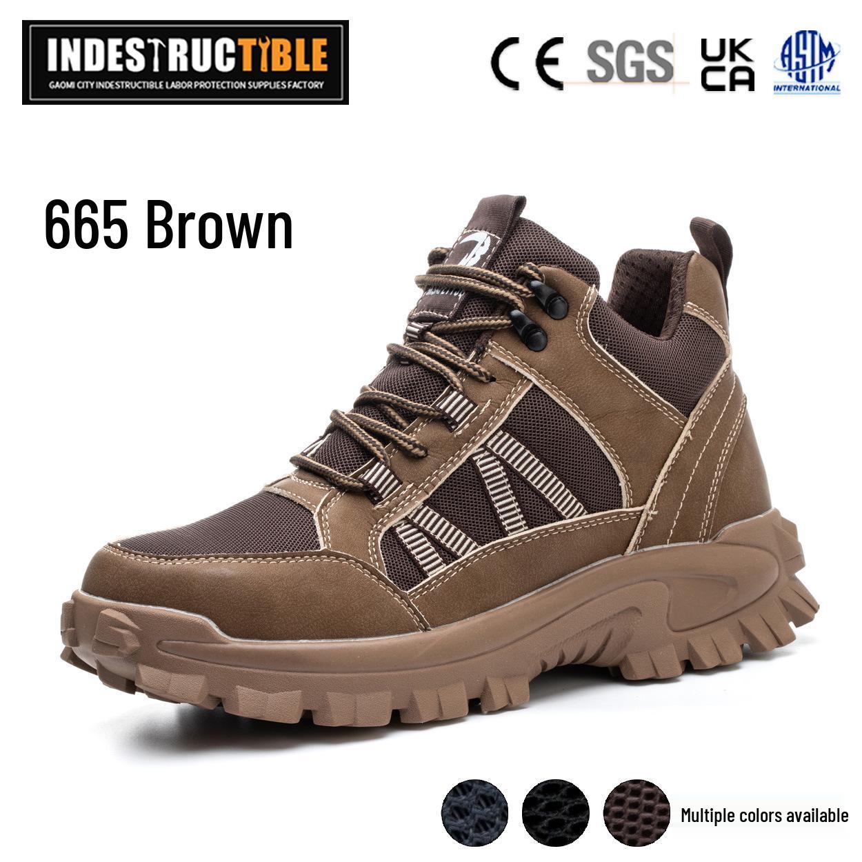 Мужская Высокая Рабочая Обувь из Микрофибры и Кожи - С Металлическим Подъемом, Ударопрочная, Противопрокольная, Нескользящая, Износостойкая.