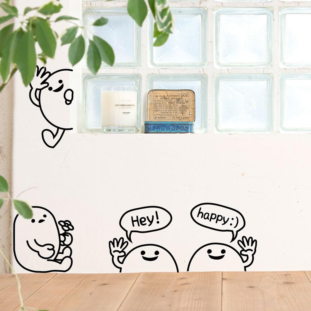 Настенная наклейка  Улыбка  Монохромная, Сделано в Японии, 22см x 30см (JBW1089: Улыбка - Yahoo!)