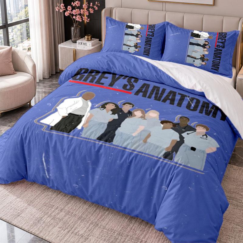 Greys Anatomy 3Pcs Bedding Set Duvet Cover With Two Pillowcases For Bedroom Home Decoration