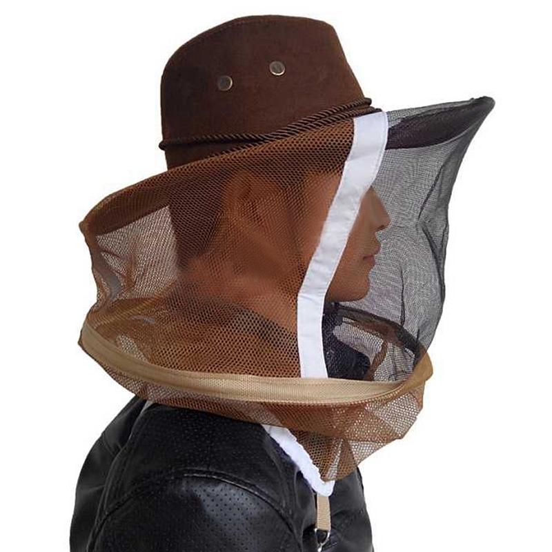 Chapéu de apicultor de aba larga, chapéu anti-mordida, rede de proteção facial, máscara anti-mosquito para áreas externas