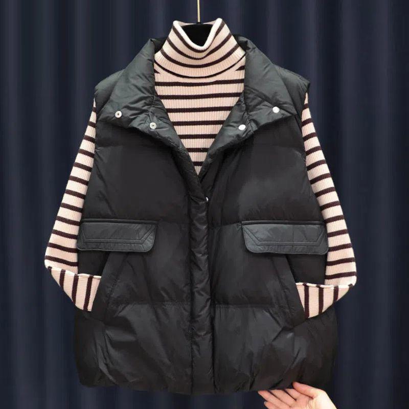 Women's Fashionable Winter Down Vest - Korean Style, Petite, Short Length