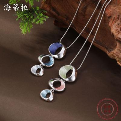 Nieuwe emaille kleur holle ring kleine hanger dames eenvoudige mode high sense onregelmatige ring ketting