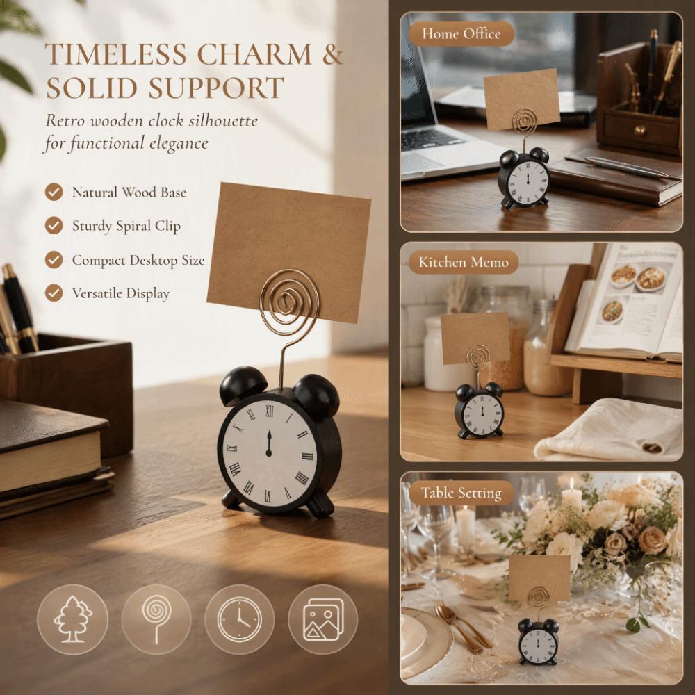 Balck Place Card Holder Wood Business Card Holder Cute Memo Clip Holder  For Home