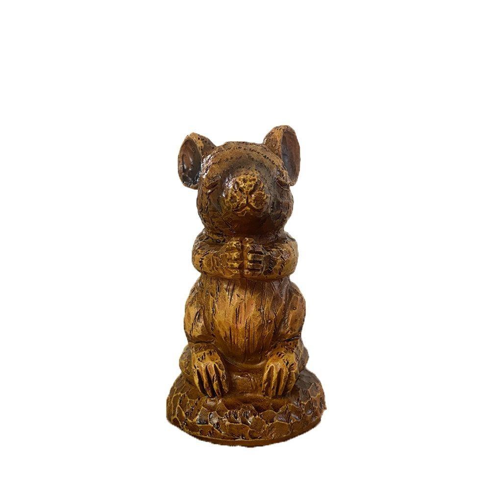 Resin Pray Mouse Statue 5.12x3.94x3.54in Priest Craft Ornament Office Desktop Decor