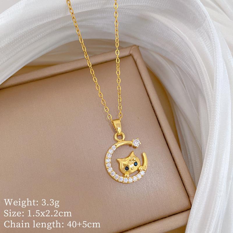 Kupfer-Mikro-Intarsien Leichter Luxus Mode Persönlichkeit Temperament Wunderschöne Voll-Diamant-Halskette Damen Vielseitige Schlüsselbein-Kette Titanstahl