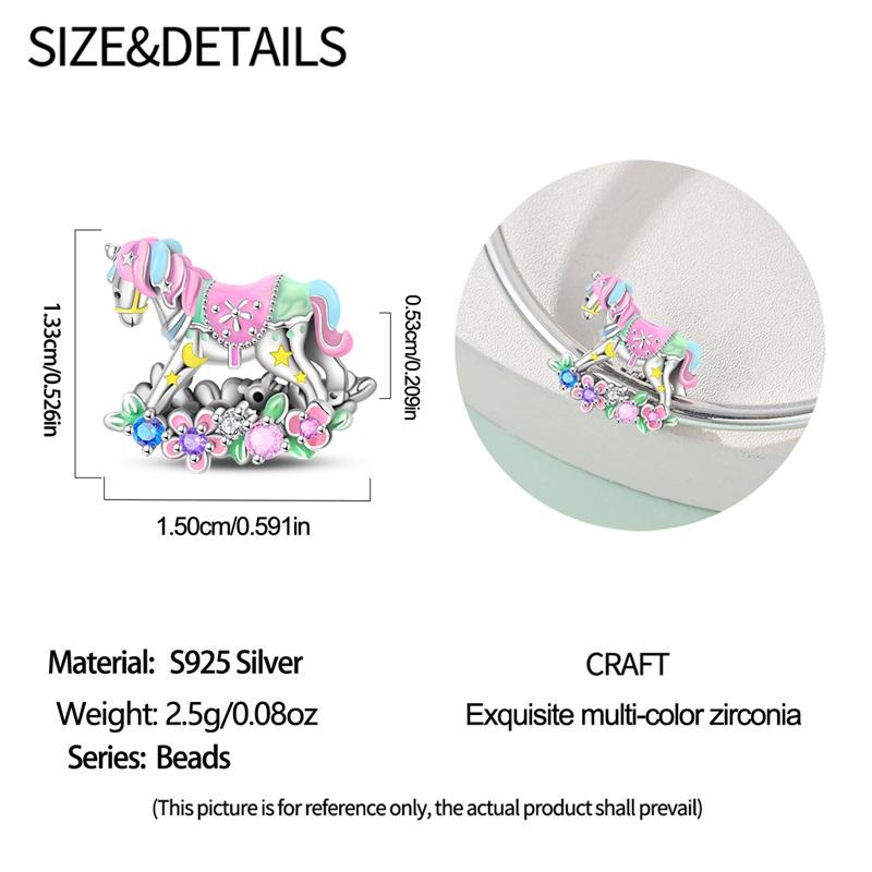 Original Charms Beads Copper Rainbow Swing Carousel Trojan Horse Pendant For Woman Jewelry For Bracelet Accessories