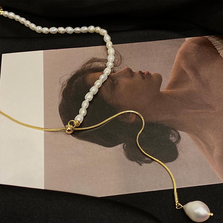 Korean Freshwater Pearl Y-Shaped Drawstring Necklace for Women - Douyin Influencer Style