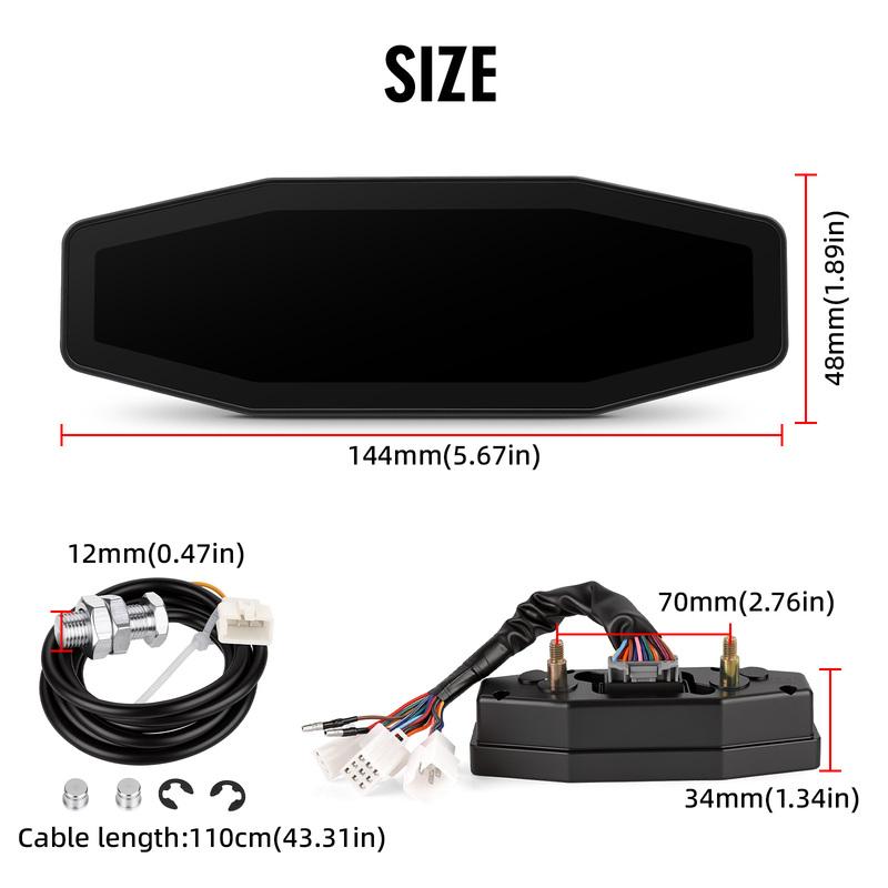 Universal Motorcycle Speedometer Moto Dashboard Fuel Level Gauge Tachometer 12K RPM Odometer 6 GEAR Digital Meters Sensor Set