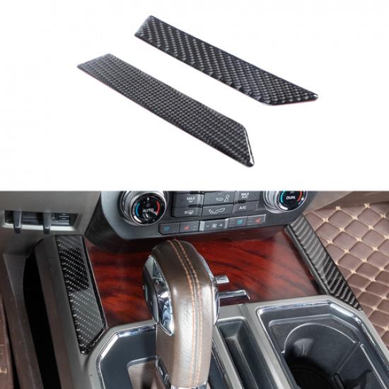 Carbon Front Gear Shift Storage Box Side Trim Decor Strips for 2015-20 Ford F150