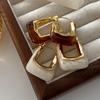 Vintage U-Shaped Hoop Earrings for Women Golden-Tone Finish & Resin Inlay Stylish Earring Party Jewelry Gifts