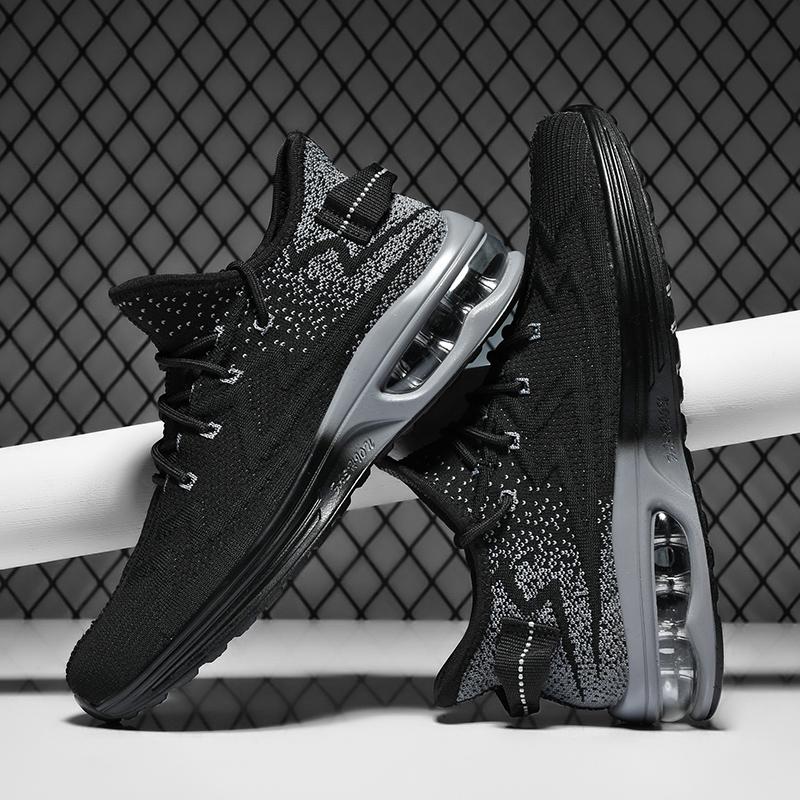 Mens Running Shoes Big Size Mesh Breathable Flat Casual Lace-up Walking Shoes 2024 New Trendy Lightweight Sneakers Man