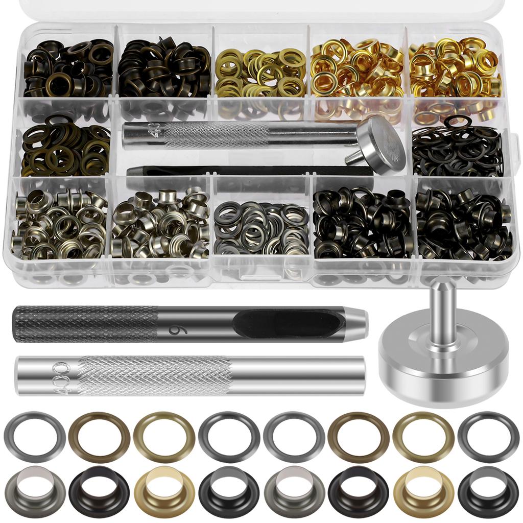 803/400 Stück Ösen und Montagewerkzeuge Set 4 Farben Metall Kupfer Ösen Set mit Aufbewahrungskoffer für Schuhe Tasche Kleidung