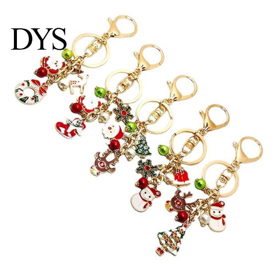 Elk Key Accessory Christmas Santa Oil Dripping Keychain, Enamel Snowman Reindeer Keychain Tree Keyring Pendant, Handbags Backpacks Purse Charm Metal