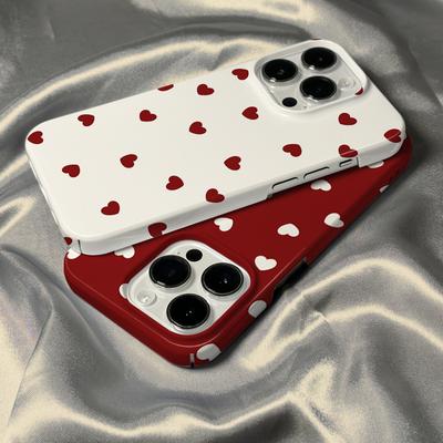 Coque de téléphone simple style Ins rouge en forme de cœur adaptée pour iPhone 17, 16, 15, 14, 13, 12, 11 Pro/Max/Plus, coque arrière anti-chute et antichoc