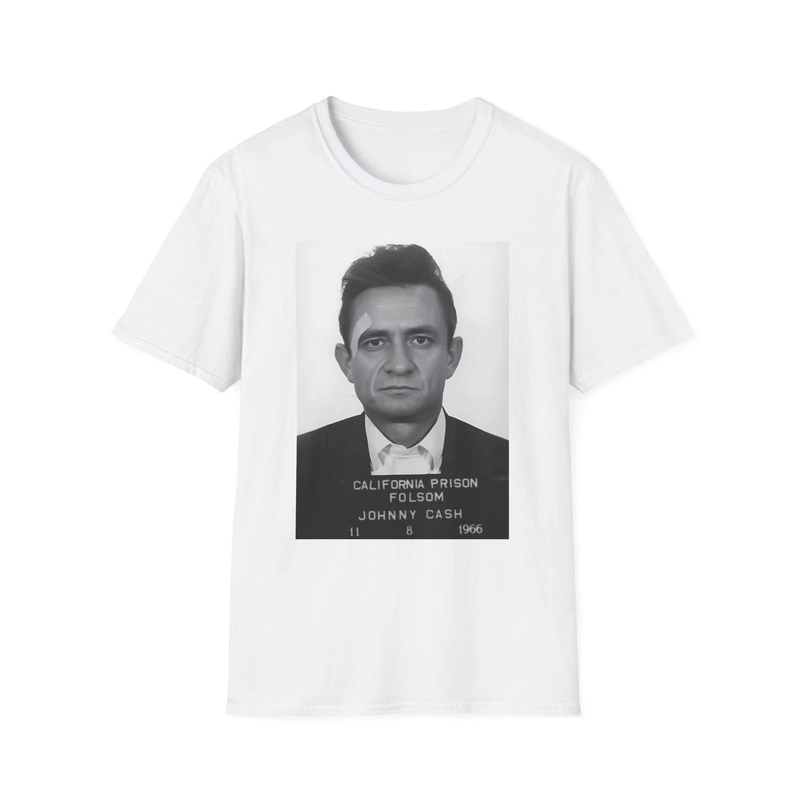 Johnny Cash Folsom Prison T-Shirt, Unisex Softstyle Tee, Mugshot 2XL
