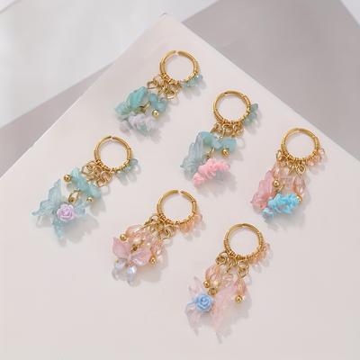 1pc Bohemian Butterfly Nose Ring Crystal Bead Nose Clip Stainless Steel No Piercing Required Nose Stud Suitable for Vacation Feast Date Gift for Women