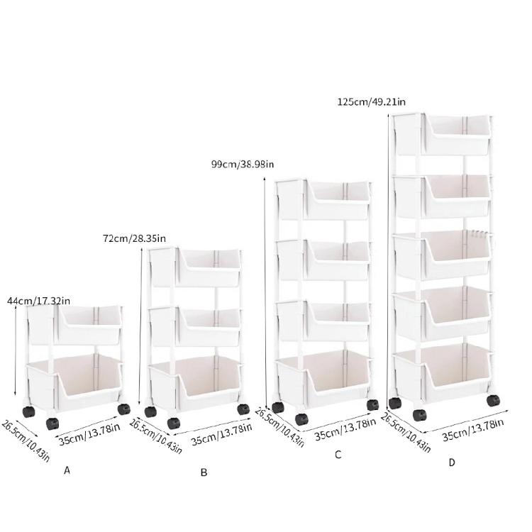 Easy Access Open Top Storage Rack Convenient Rolling Storage Rack Stylish Shelves with Hooks for Bathroom Stairwell Use